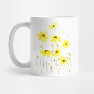 yellow cosmos flower watercolor Mug